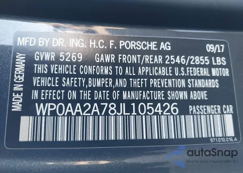 2018 Porsche Panamera 4 z USA, uszkodzony, nr VIN WP0AA2A78JL105426